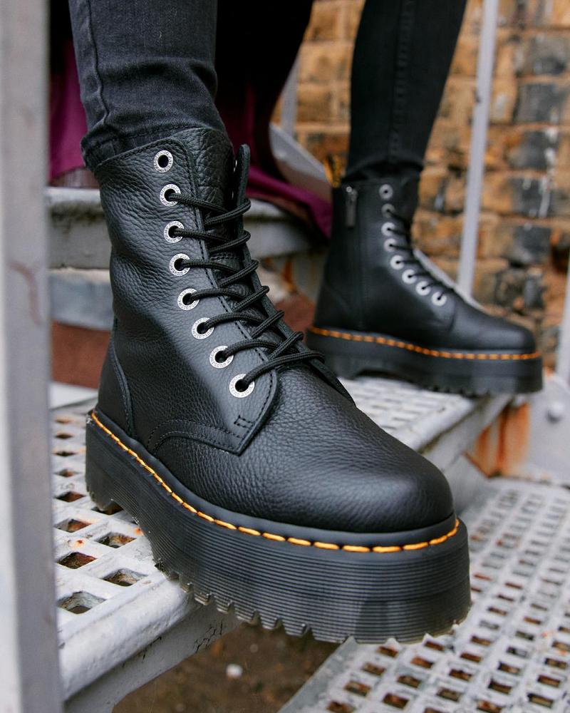 Dr Martens Jadon Pisa Læder Platform Støvler Herre Sort | DK 557WNB